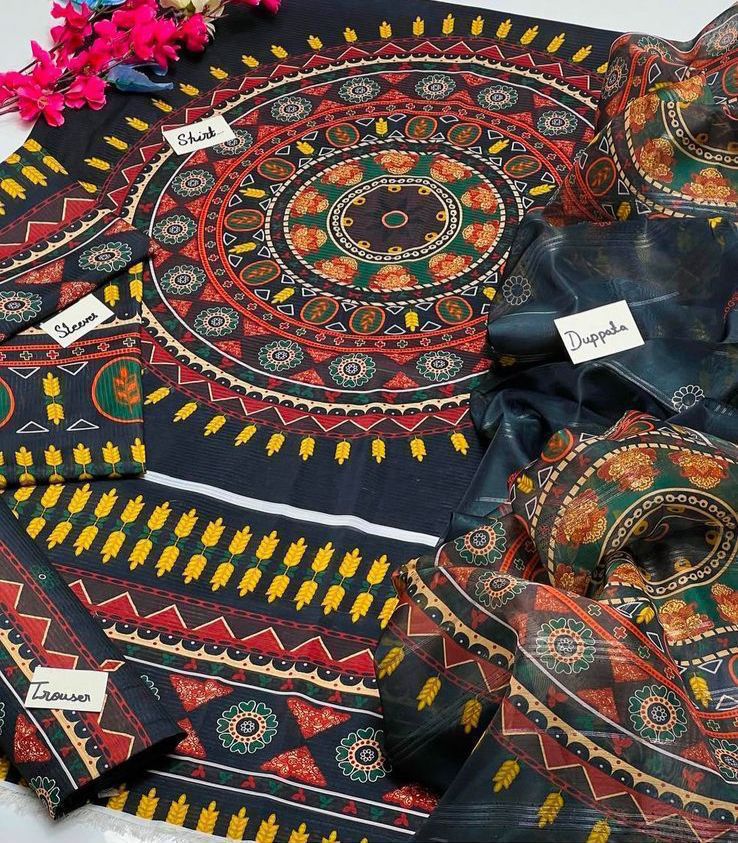 3-Piece Unstitched Suit Features Premium Quality SELF Swiss Jacquard Lawn Fabric