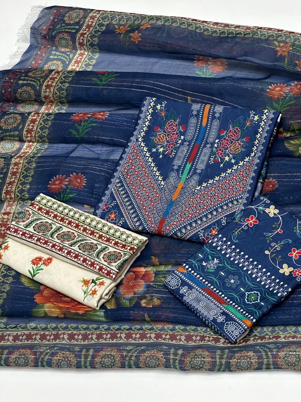 3-Piece Unstitched Suit Premium Self Swiss Jacquard Lawn