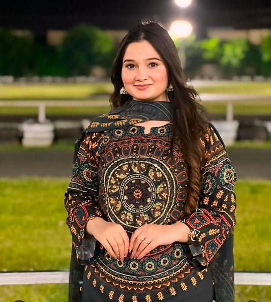 3-Piece Unstitched Suit Features Premium Quality SELF Swiss Jacquard Lawn Fabric