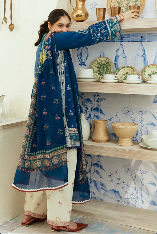 3-Piece Unstitched Suit Premium Self Swiss Jacquard Lawn